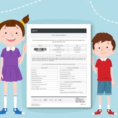 Ilustración de dos niños junto al formato del Permiso SAM